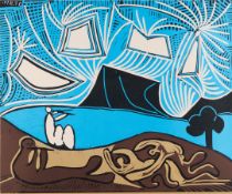 Pablo Picasso "Bacchanale" Color Linocut 1959