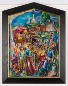 James Daugherty "New Ford Car" Oil on Canvas
