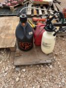 2 gas cans & sprayer