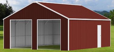 45x25 Double Garage metal barn (Red-Brown) 2 boxes