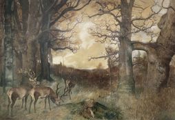 Ludwig Fromme, Hirsche am Waldrand