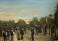 E. Krumm, Flaneure im Park der Villa Borghese in Rom