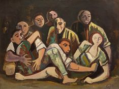 Karl Hofer, „Frau mit sieben Männern“ (1954)