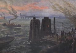 Karl-Joseph Müller, Abendrot im Hamburger Hafen