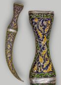 Finely Enamelled Solid Silver Khanjar Dagger with Matching Scabbard, Mughal/Persian, 18th–19th C.
