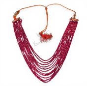 Exceptional Old Eleven-Strand Natural Faceted Ruby Necklace, Islamic/Indian