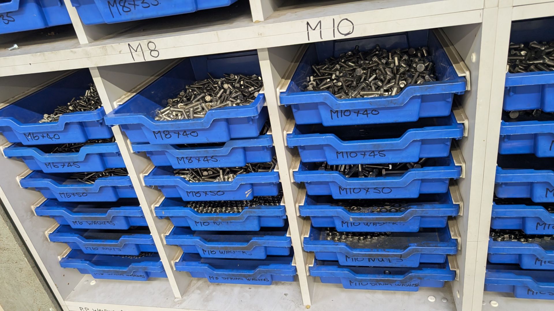 Blue Racking Tray Large Quantity of Trays and their contents of Fittings and Fixtures ...