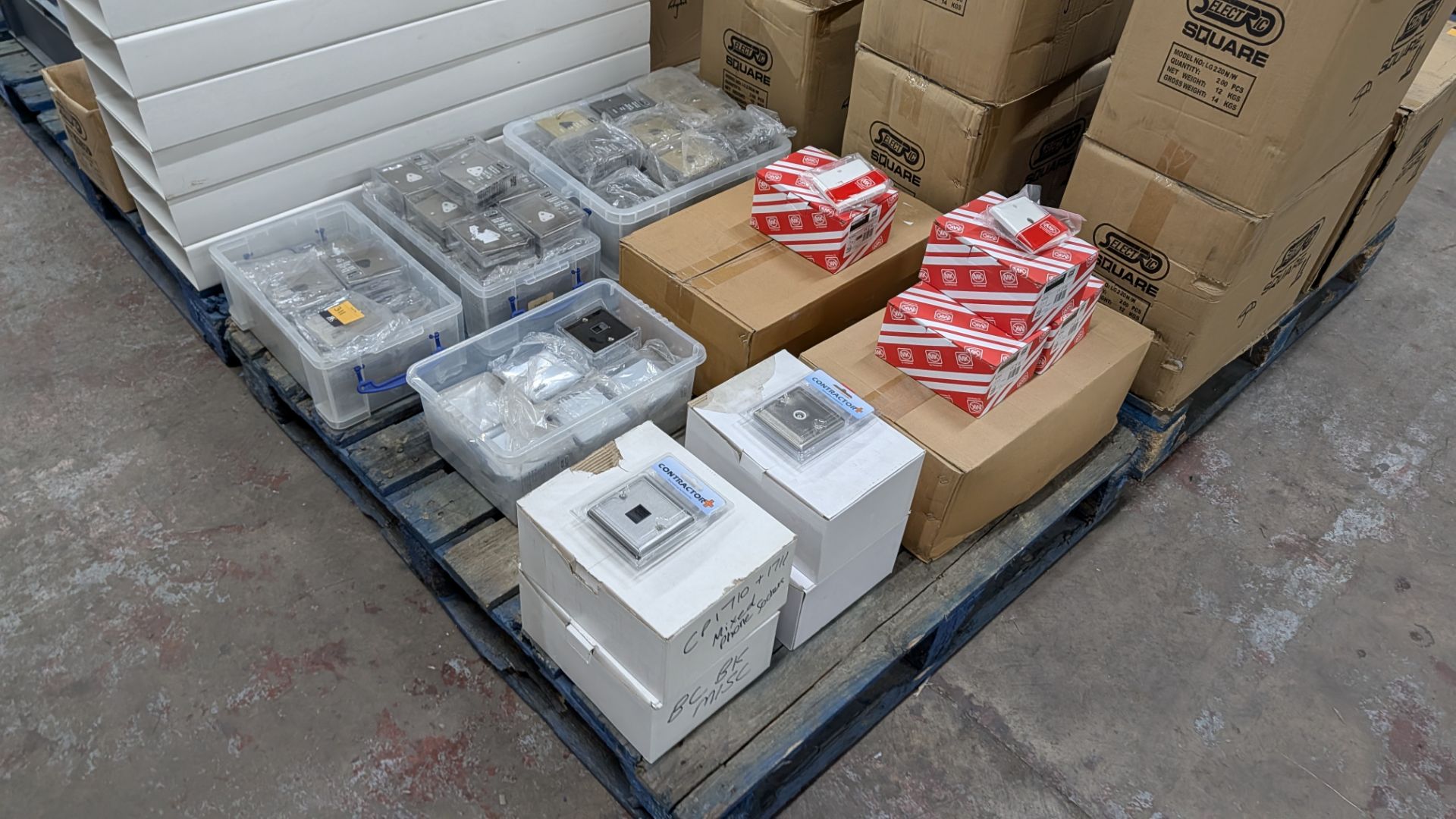 Contents of a Pallet of assorted sockets & switches including, round-pin socket outlets, telephone s - Image 11 of 12