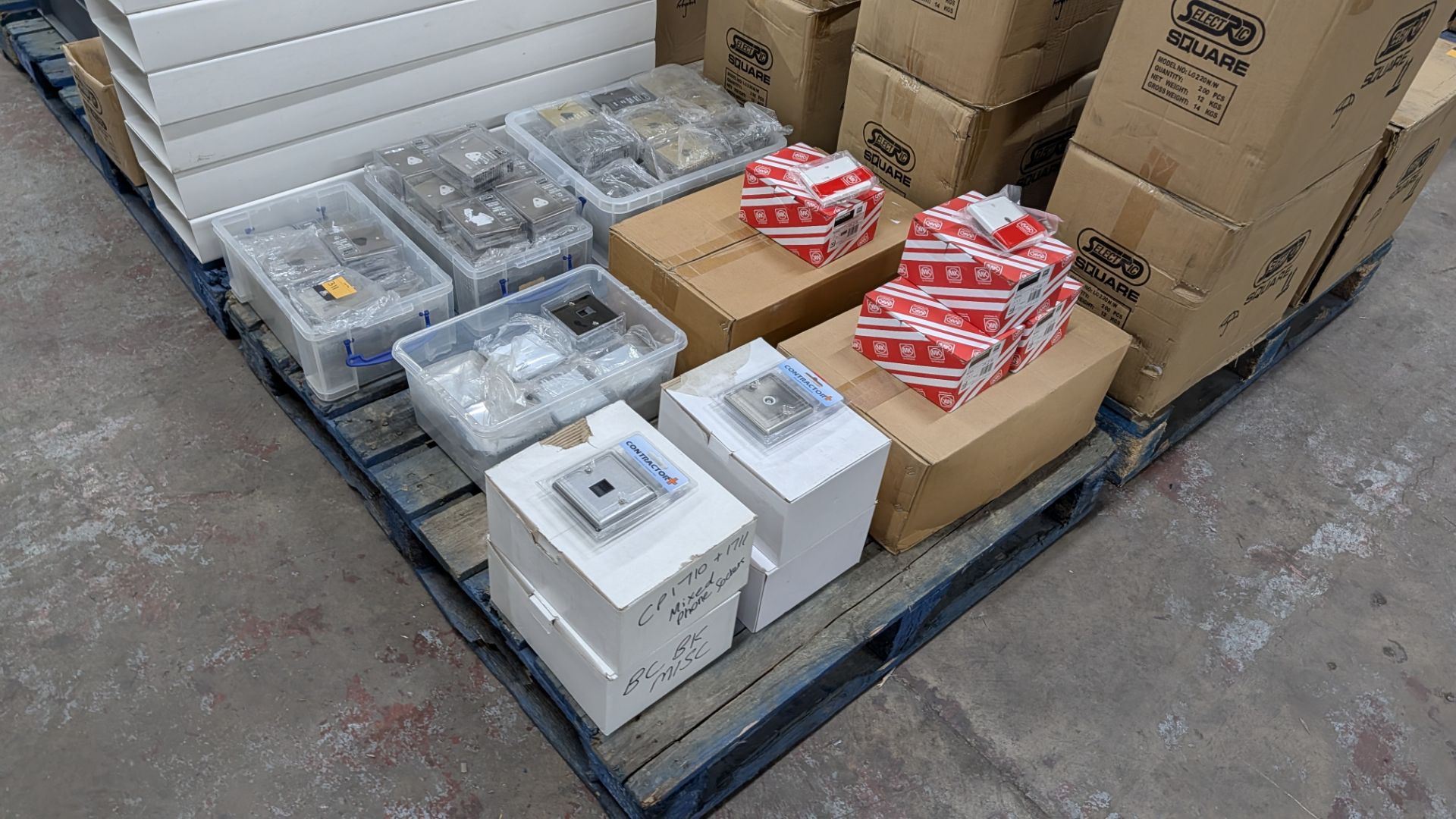 Contents of a Pallet of assorted sockets & switches including, round-pin socket outlets, telephone s - Image 12 of 12
