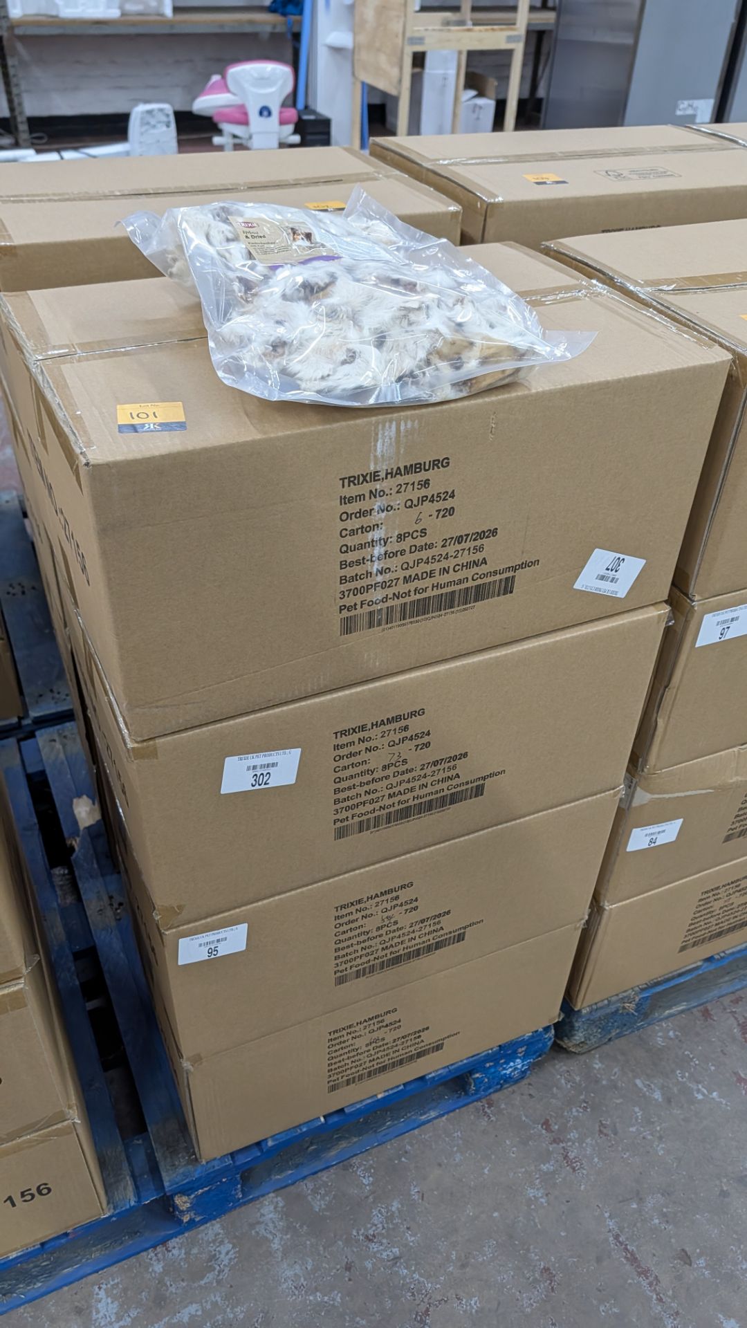 32 Bags of Trixie Natural Dried Rabbit ears with hair. Each bags weighs 500grm.