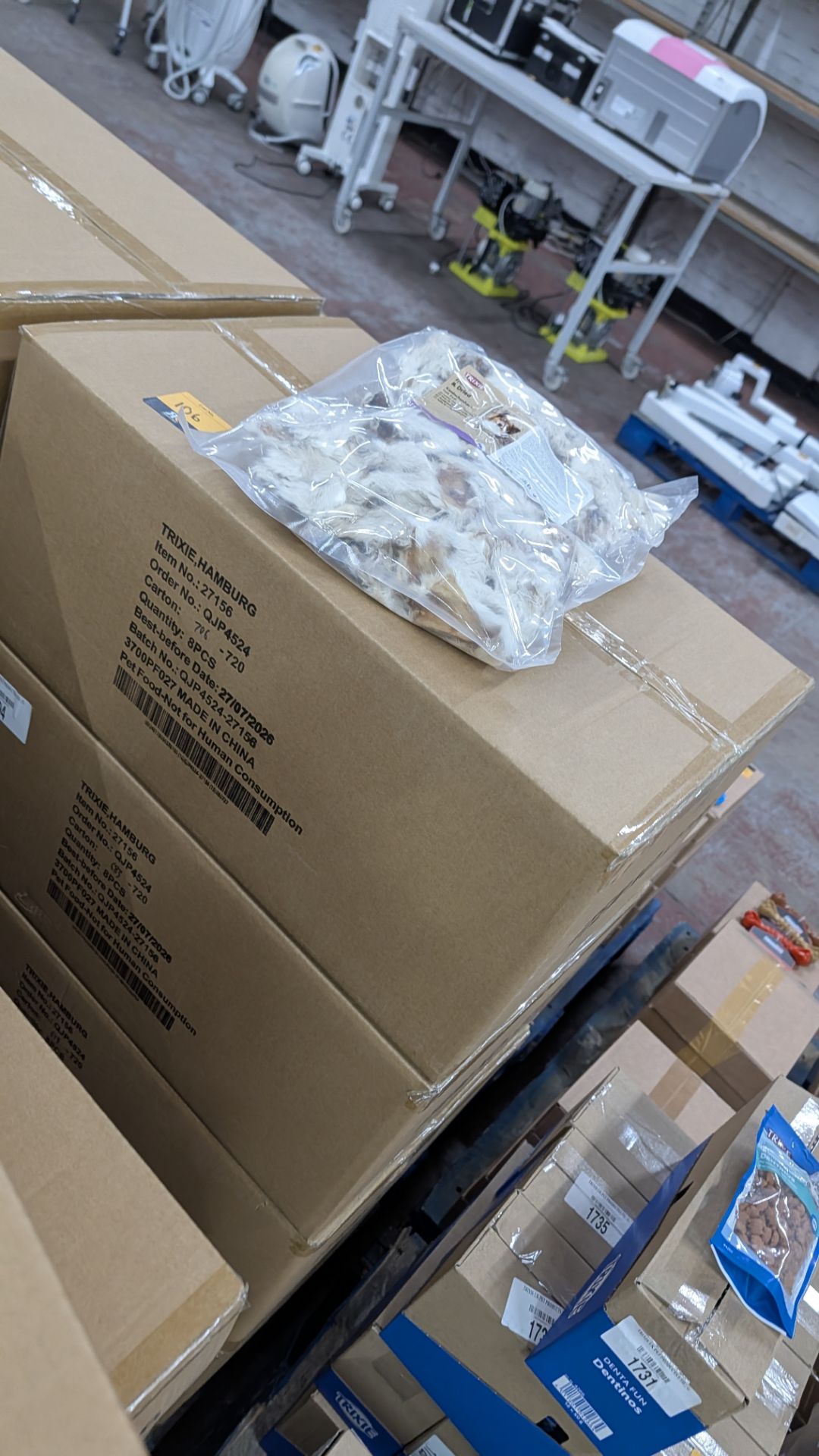 32 Bags of Trixie Natural Dried Rabbit ears with hair. Each bags weighs 500grm.