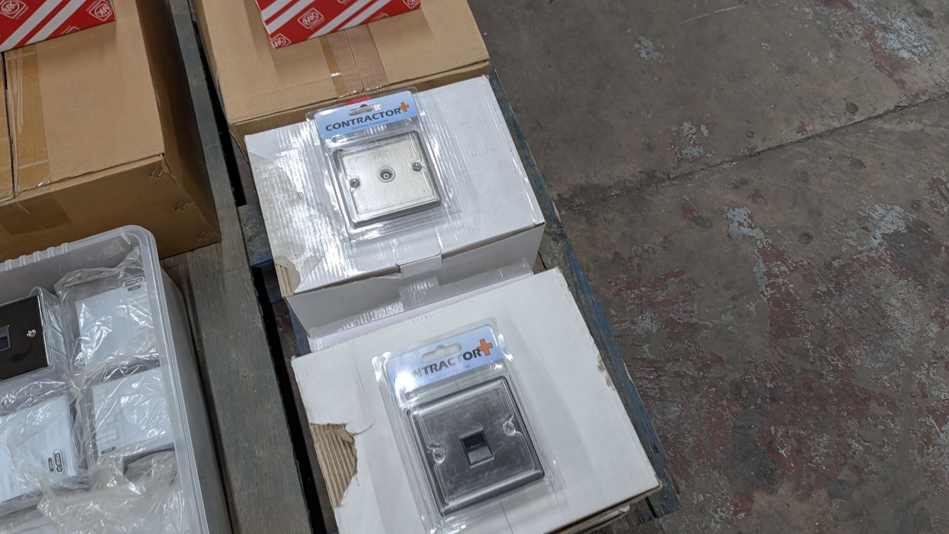 Contents of a Pallet of assorted sockets & switches including, round-pin socket outlets, telephone s - Image 10 of 12