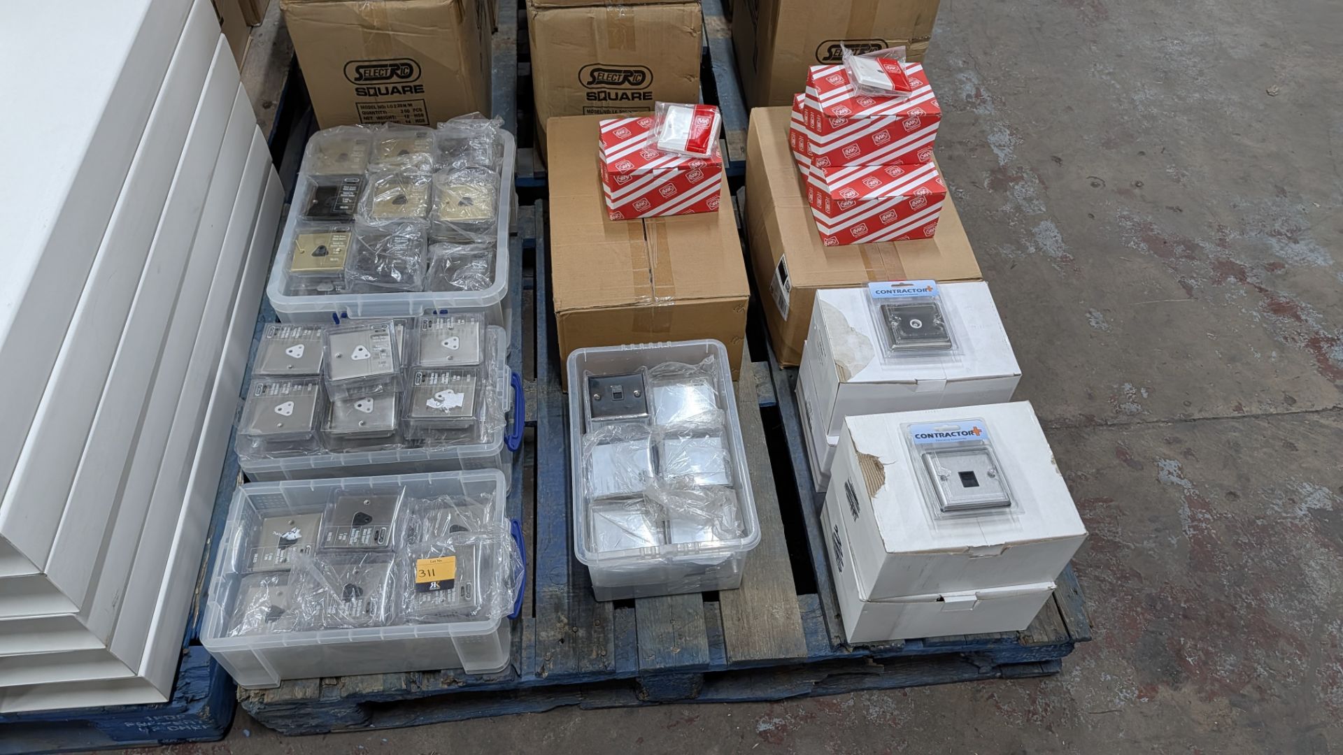 Contents of a Pallet of assorted sockets & switches including, round-pin socket outlets, telephone s - Image 2 of 12