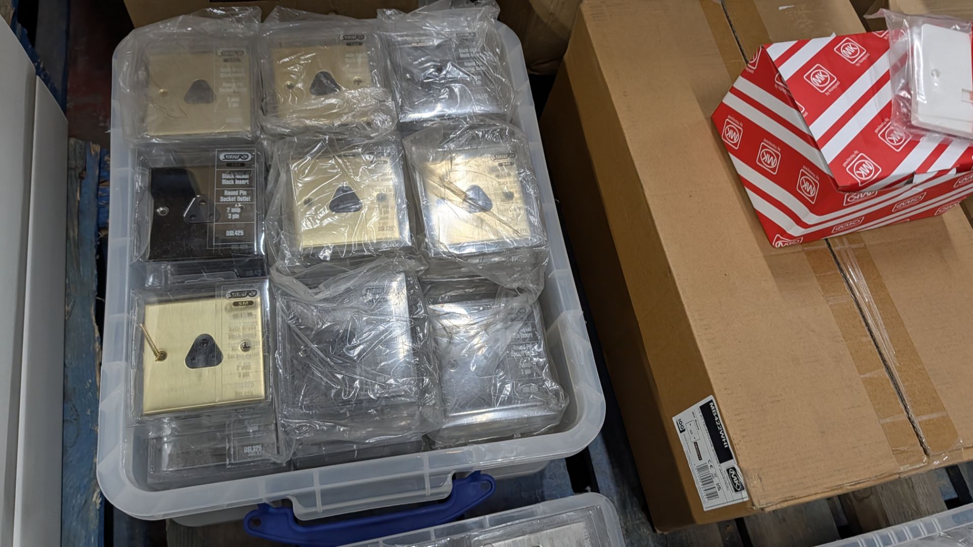 Contents of a Pallet of assorted sockets & switches including, round-pin socket outlets, telephone s - Image 5 of 12
