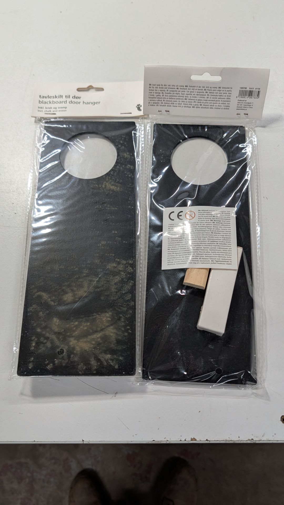 96 off Chalkboard Door Hangers. RRP £287.04. Each set contains Chalkboard, Chalk and Eraser.