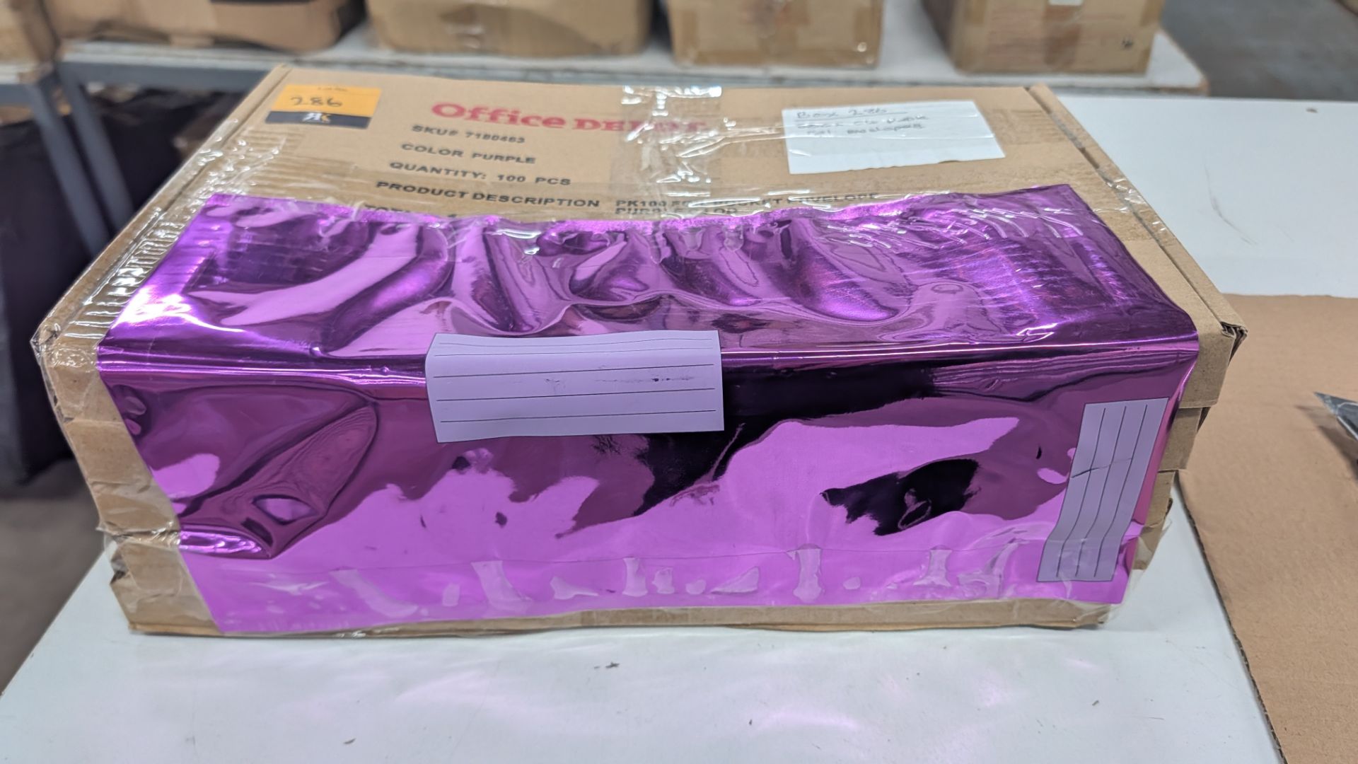500 off Office Depot C4 Glossy Purple Foil Envelopes. RRP £90.
