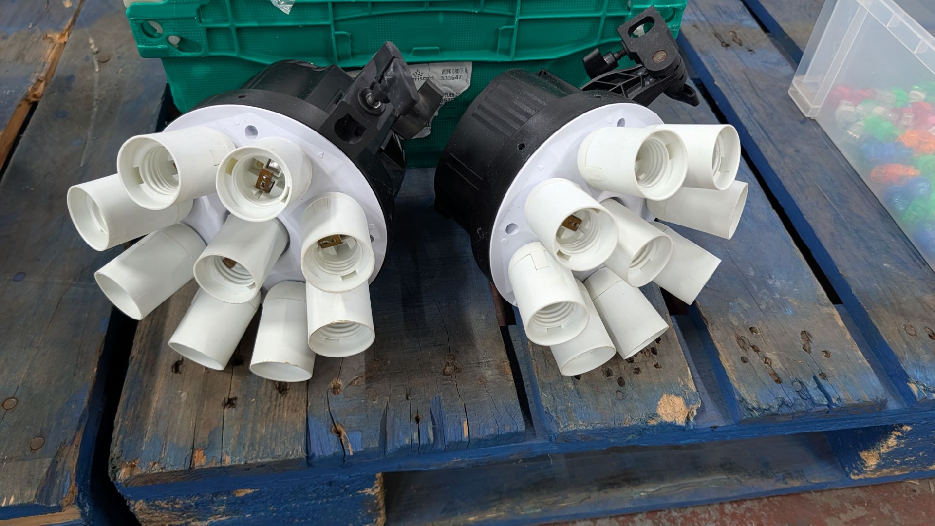 The contents of a Pallet of miscellaneous Items. Including Brackets and Casters, Bulbs, Coloured Con - Image 5 of 19