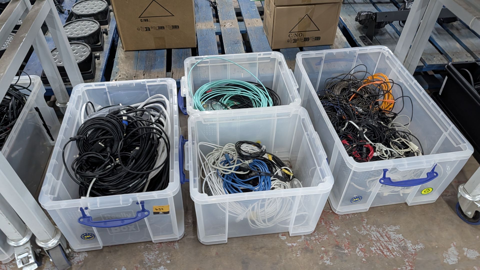 The contents of 4 Crates of HDMI Cables, Network Cables, Aerial Cables and related. - Image 2 of 13