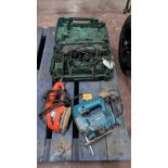 Power Tools comprising Black and Decker Sand Storm Sander, Makita Jigsaw and Bosch Multi- Tool.