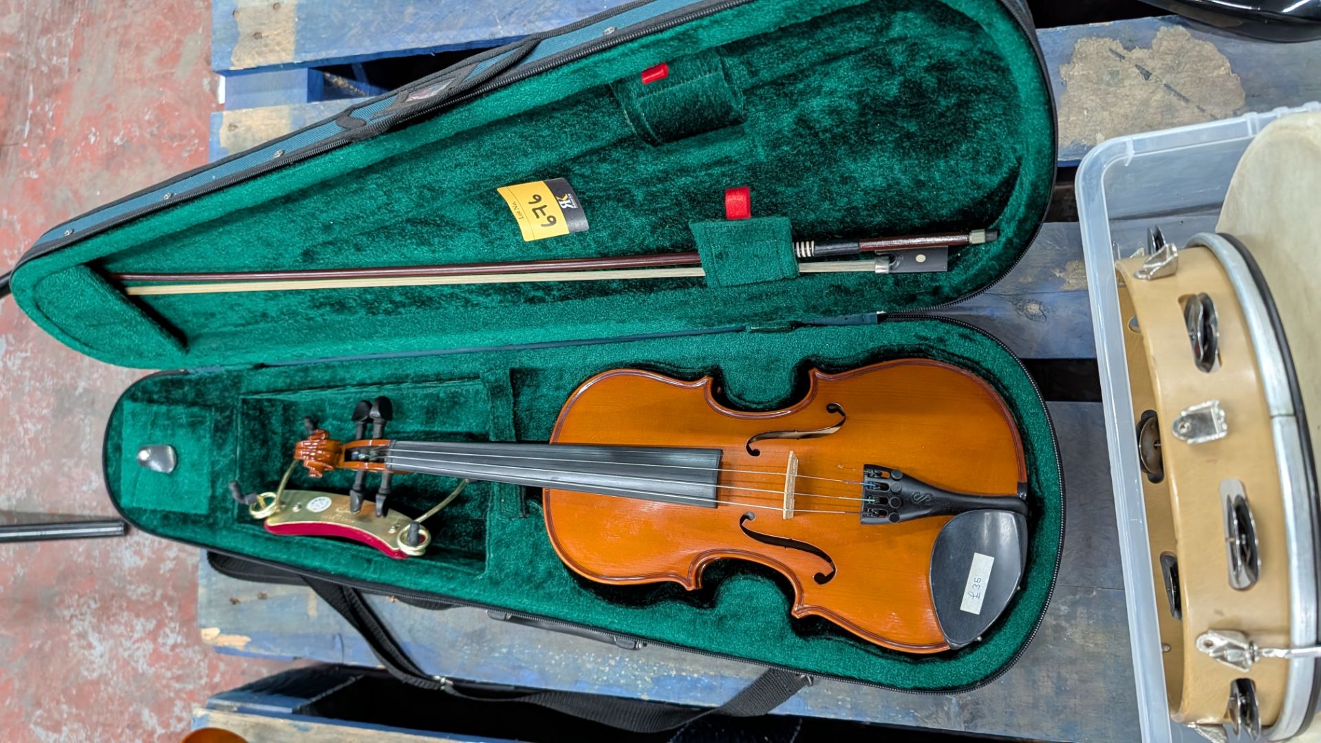 Violin in Case including Bow and Detachable Chin Rest.