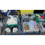 The contents of a Pallet of miscellaneous Items. Including Brackets and Casters, Bulbs, Coloured Con
