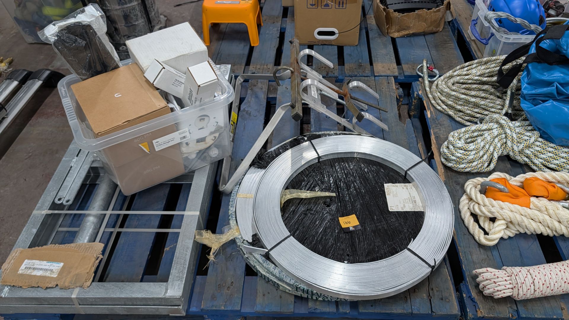 Contents of a Pallet of miscellaneous equipment, including Ladder Stays, Brackets/Mounts and Alumini