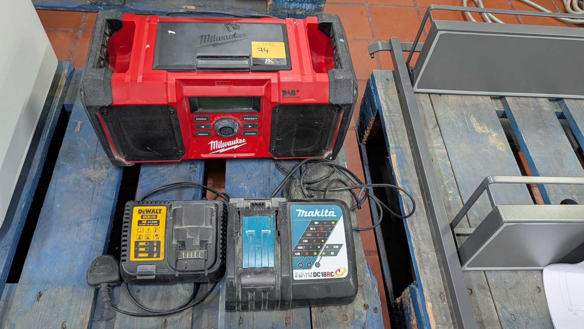 Mixed Lot comprising Makita and Dewalt Battery Chargers plus Milwaukee Stereo. - Image 3 of 15