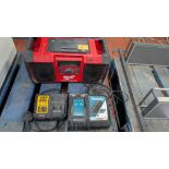Mixed Lot comprising Makita and Dewalt Battery Chargers plus Milwaukee Stereo.