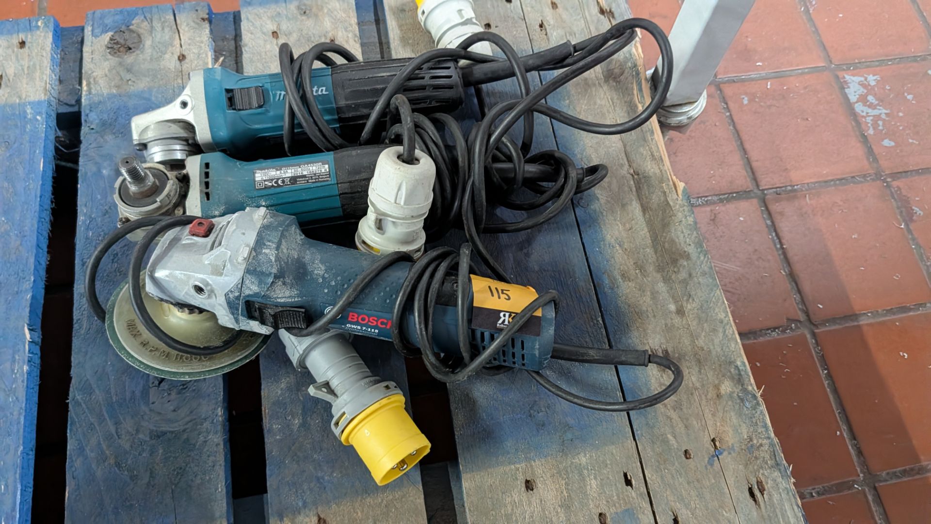 3 off 110v Makita and Bosch Angle Grinders.