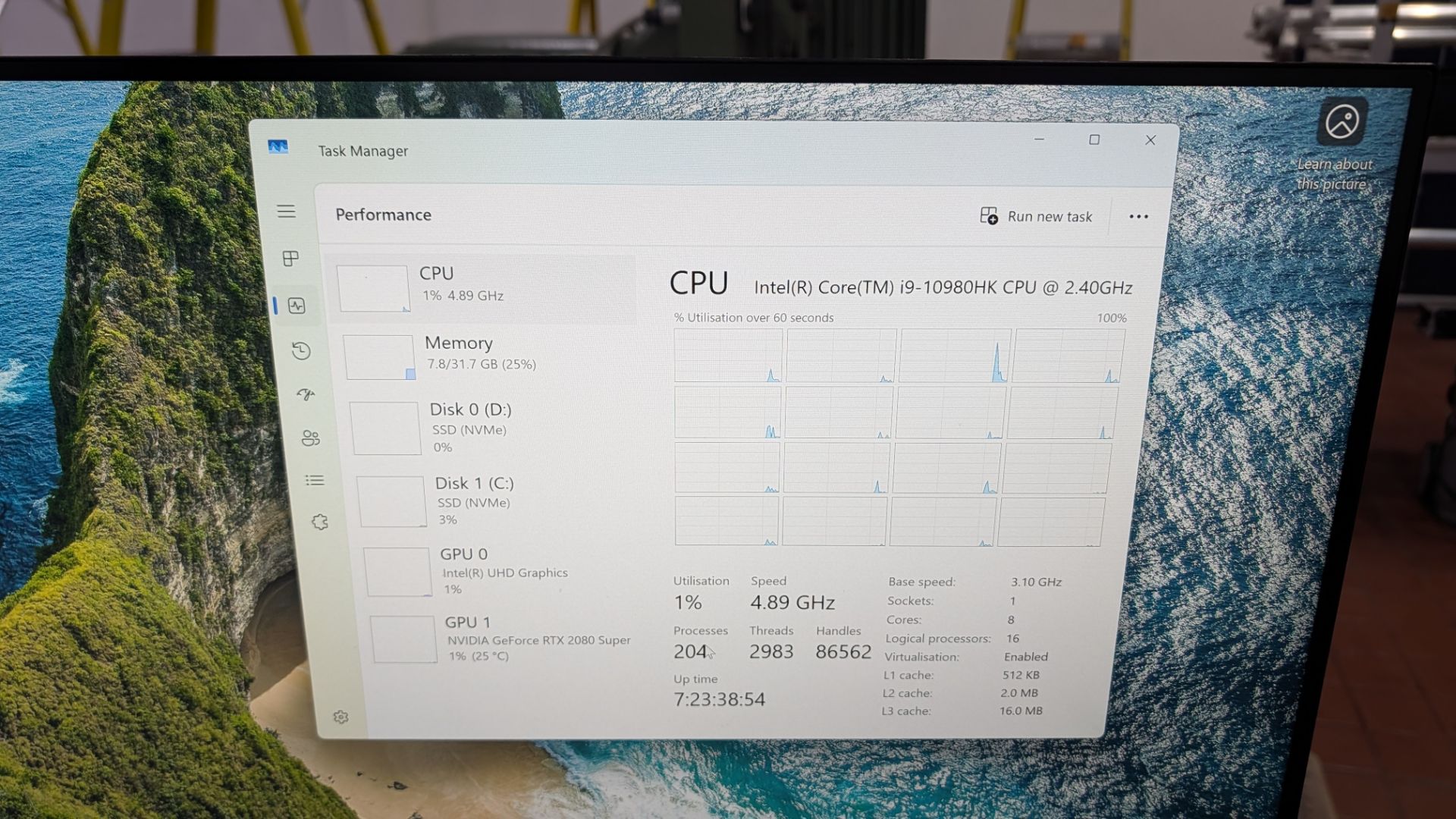Alienware P45E Laptop plus Monitor with intel i-9 CPU, 32GB Ram, RTX2080, 2 x 500GB SSD's - Image 17 of 21