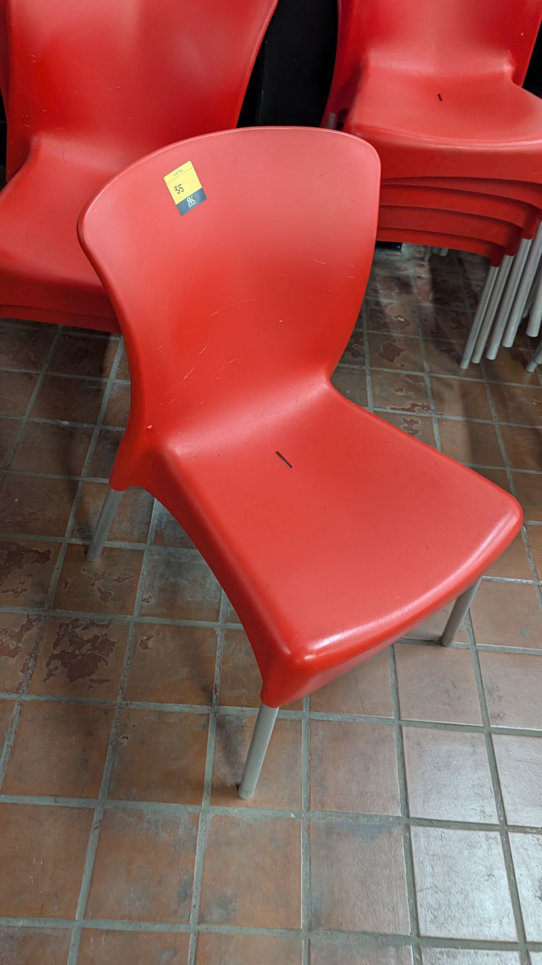 13 off Red Chairs with Silver/ Grey Metal Legs. Lots 33 - 35 comprise different quantities of the sa - Image 5 of 7