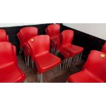 16 off Red Chairs with Silver/ Grey Metal Legs. Lots 33 - 35 comprise different quantities of the sa
