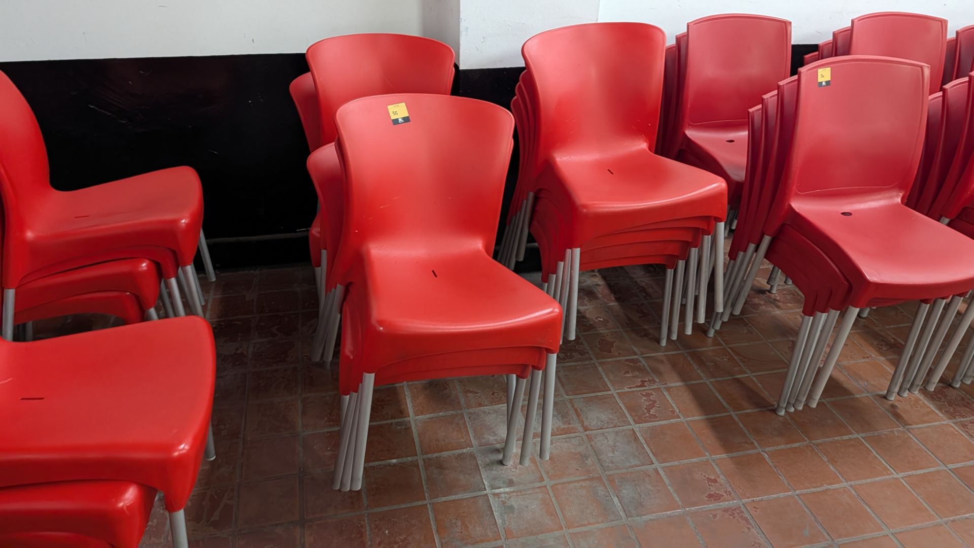 13 off Red Chairs with Silver/ Grey Metal Legs. Lots 33 - 35 comprise different quantities of the sa - Image 2 of 7