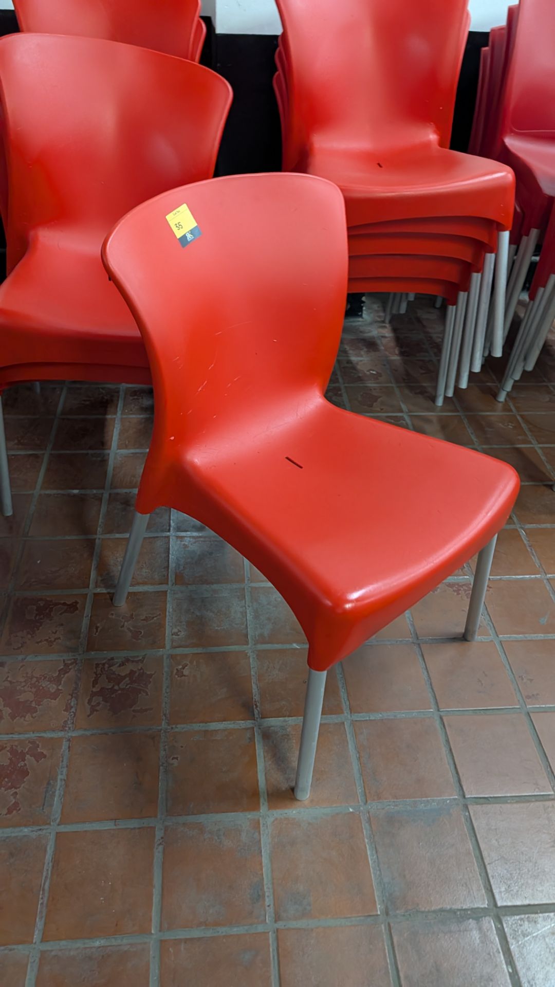 13 off Red Chairs with Silver/ Grey Metal Legs. Lots 33 - 35 comprise different quantities of the sa - Image 6 of 7
