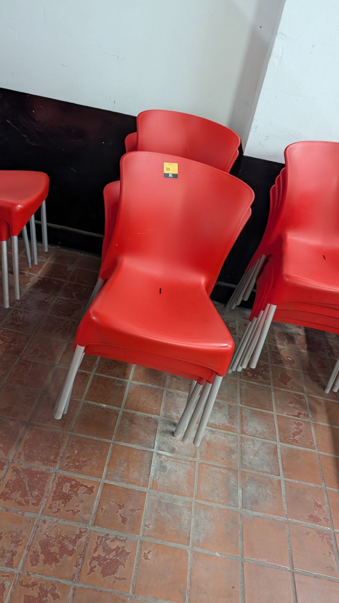 13 off Red Chairs with Silver/ Grey Metal Legs. Lots 33 - 35 comprise different quantities of the sa - Image 4 of 7