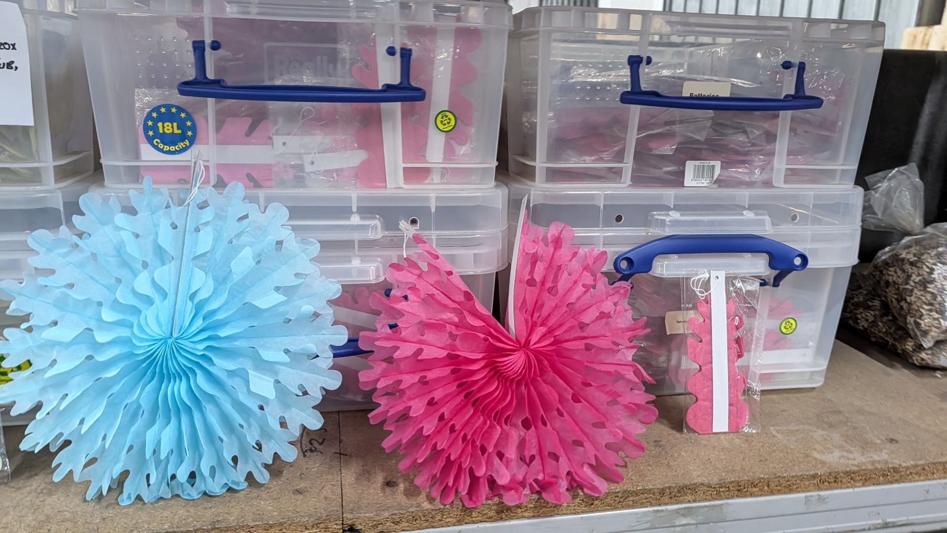 Contents of 6 Crates of Assorted Colour Paper Decorations - 1,000+ Items in total. NB Crates Exclude - Image 5 of 7
