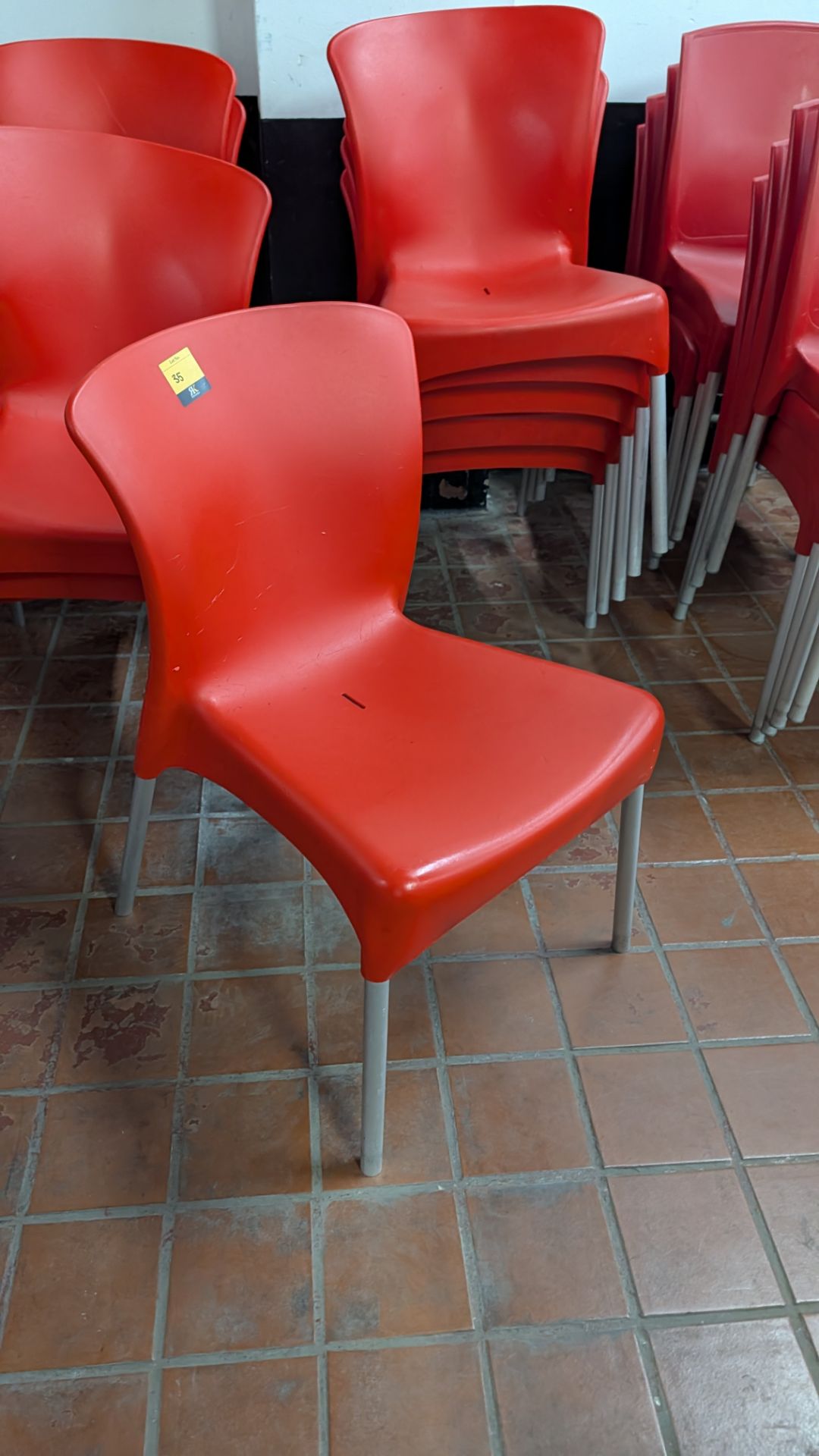 13 off Red Chairs with Silver/ Grey Metal Legs. Lots 33 - 35 comprise different quantities of the sa - Image 7 of 7