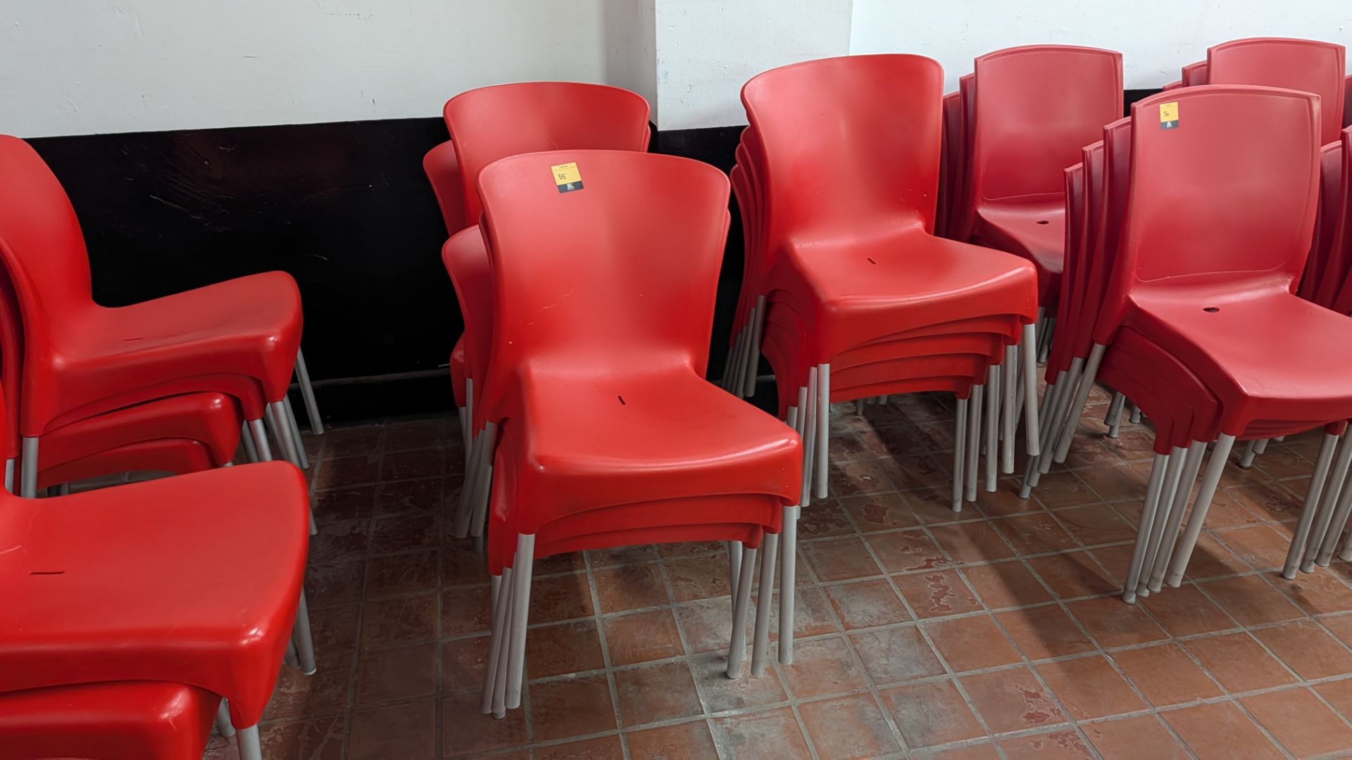 13 off Red Chairs with Silver/ Grey Metal Legs. Lots 33 - 35 comprise different quantities of the sa - Image 3 of 7