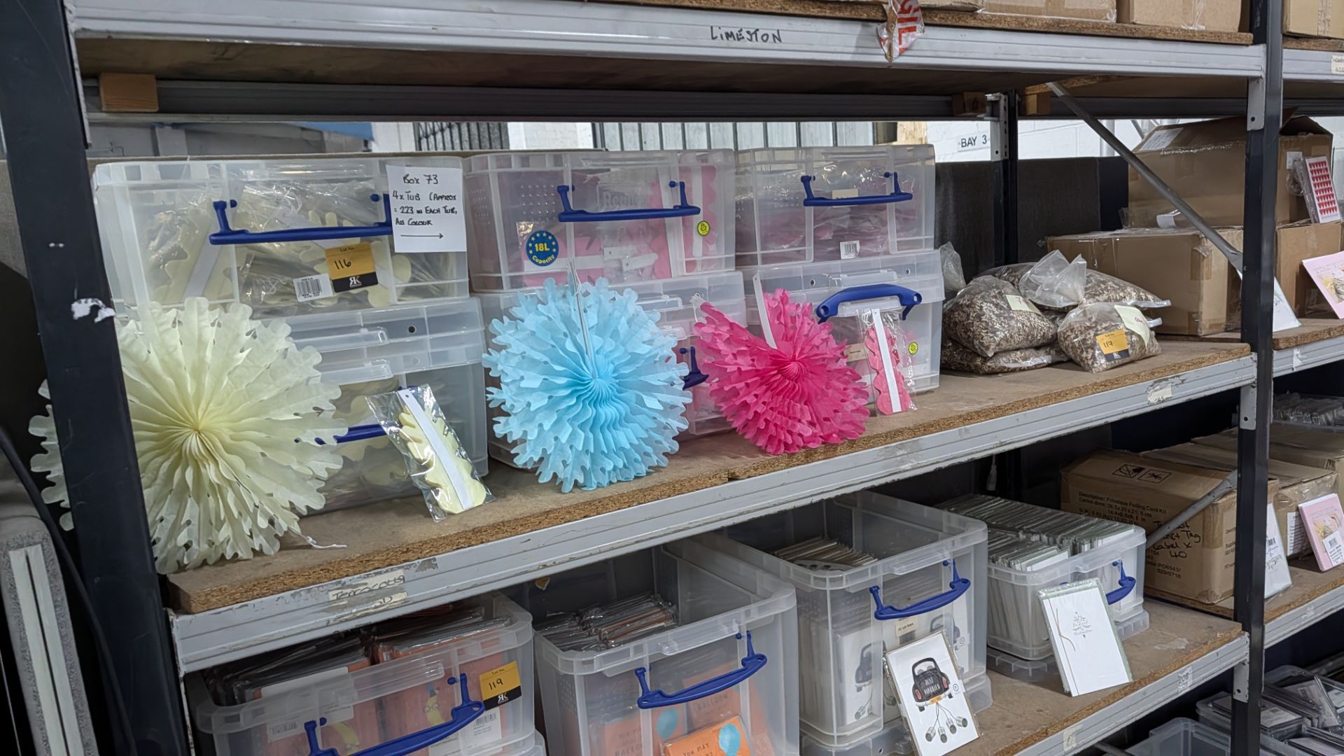 Contents of 6 Crates of Assorted Colour Paper Decorations - 1,000+ Items in total. NB Crates Exclude - Image 2 of 7