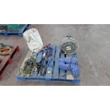 Contents of a Pallet comprising Safety Harnesses, Air Hose, Water Hose and Sack