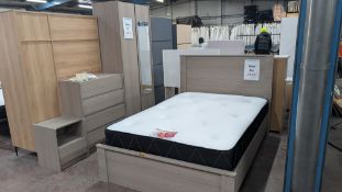 Bedroom Furniture Suite comprising 4' 6" Double Bed with Mattress, plus matching Wardrobe, 4-Drawer