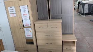 Bedroom Furniture Suite in Sonoma Oak comprising 2-Door Wardrobe, 5 -Drawer Chest and Bedside Table