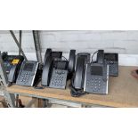 6 Assorted Polycom Poly Telephone Handsets.