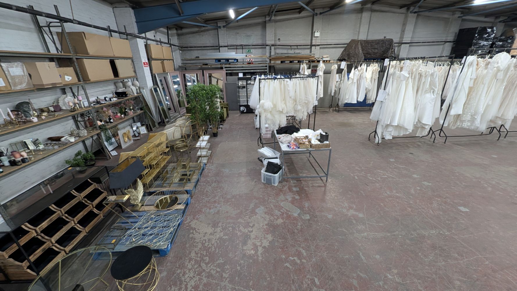 The contents of a Bridal Wear Store incl Wedding Dresses with RRP of more than £250,000. Also Silver, Clothing, Furniture, Wine & more