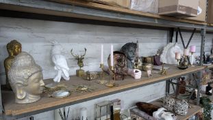 The contents of a Shelf including a vast quantity of assorted Ornamental Items. Includes Figures, Mi
