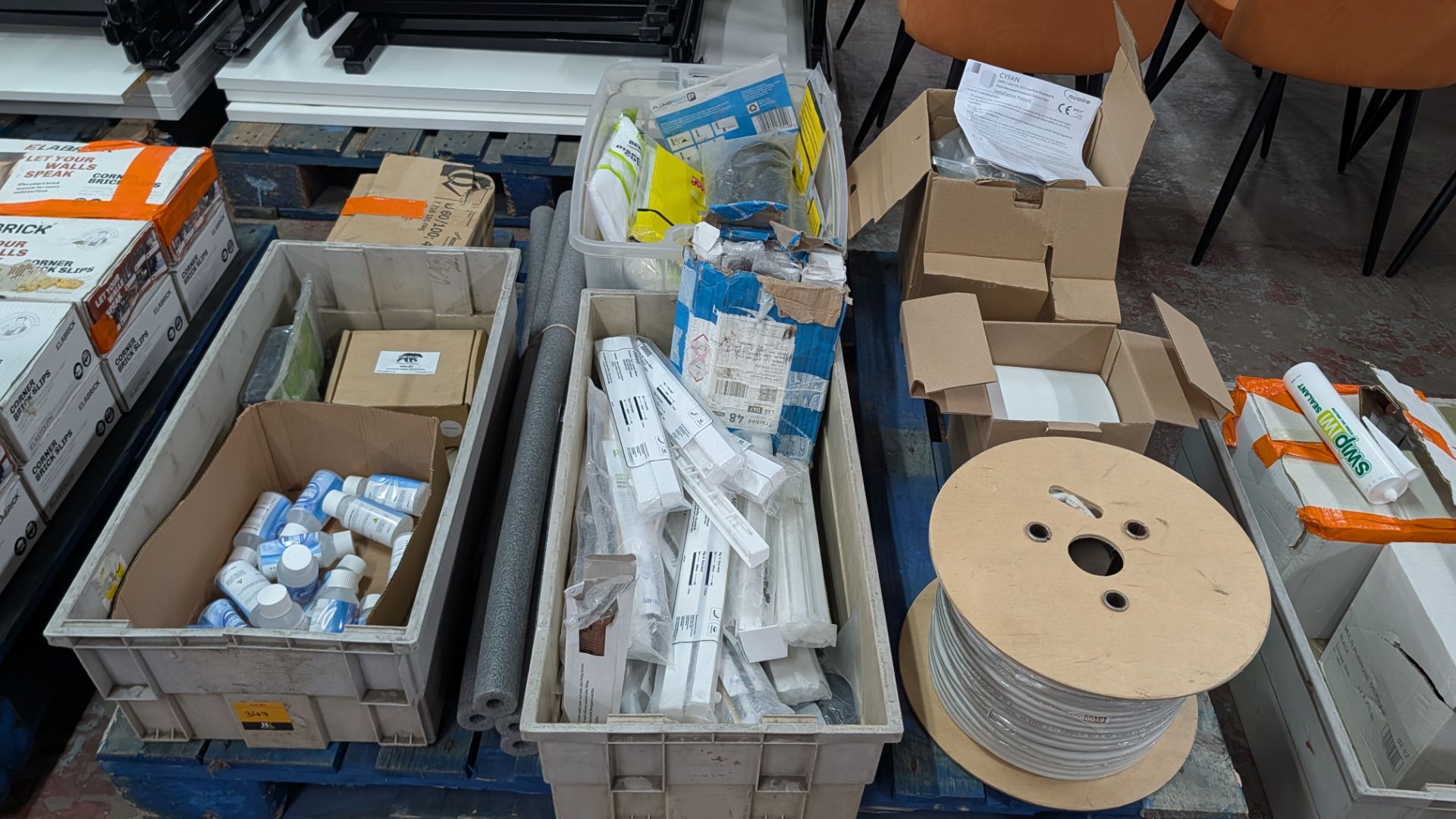 The contents of a Pallet of Assorted Materials - Crates Excluded.