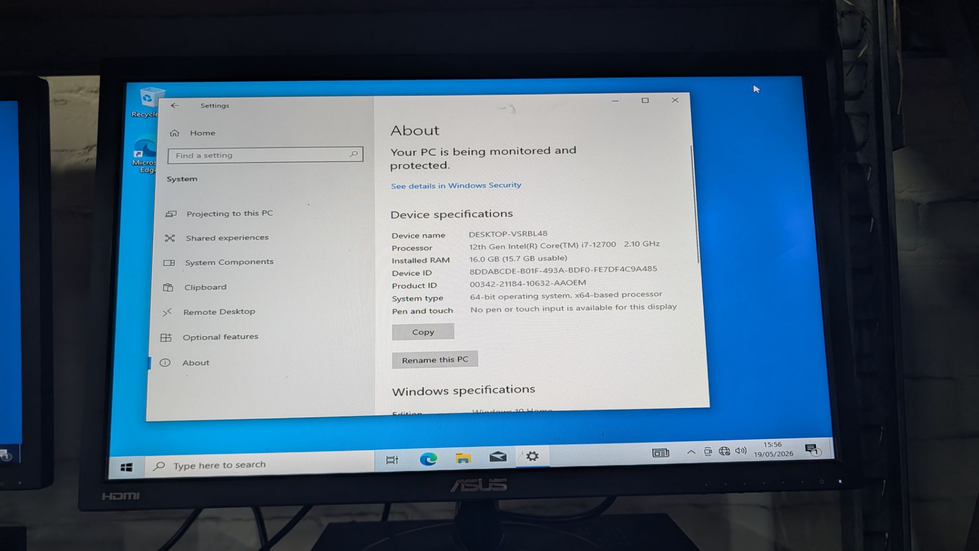 Desktop Computer with Intel Core i7-12700@4.5GHz with 16 GB Ram, 1TB SSD (NVME), including Asus 24" - Image 9 of 13