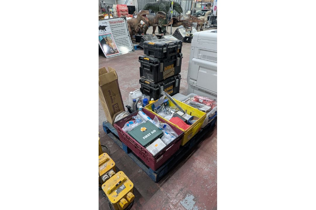 Contents of a Pallet of assorted items, including First Aid, Fixings, Spares, Cable, Toolboxes and m - Image 1 of 22