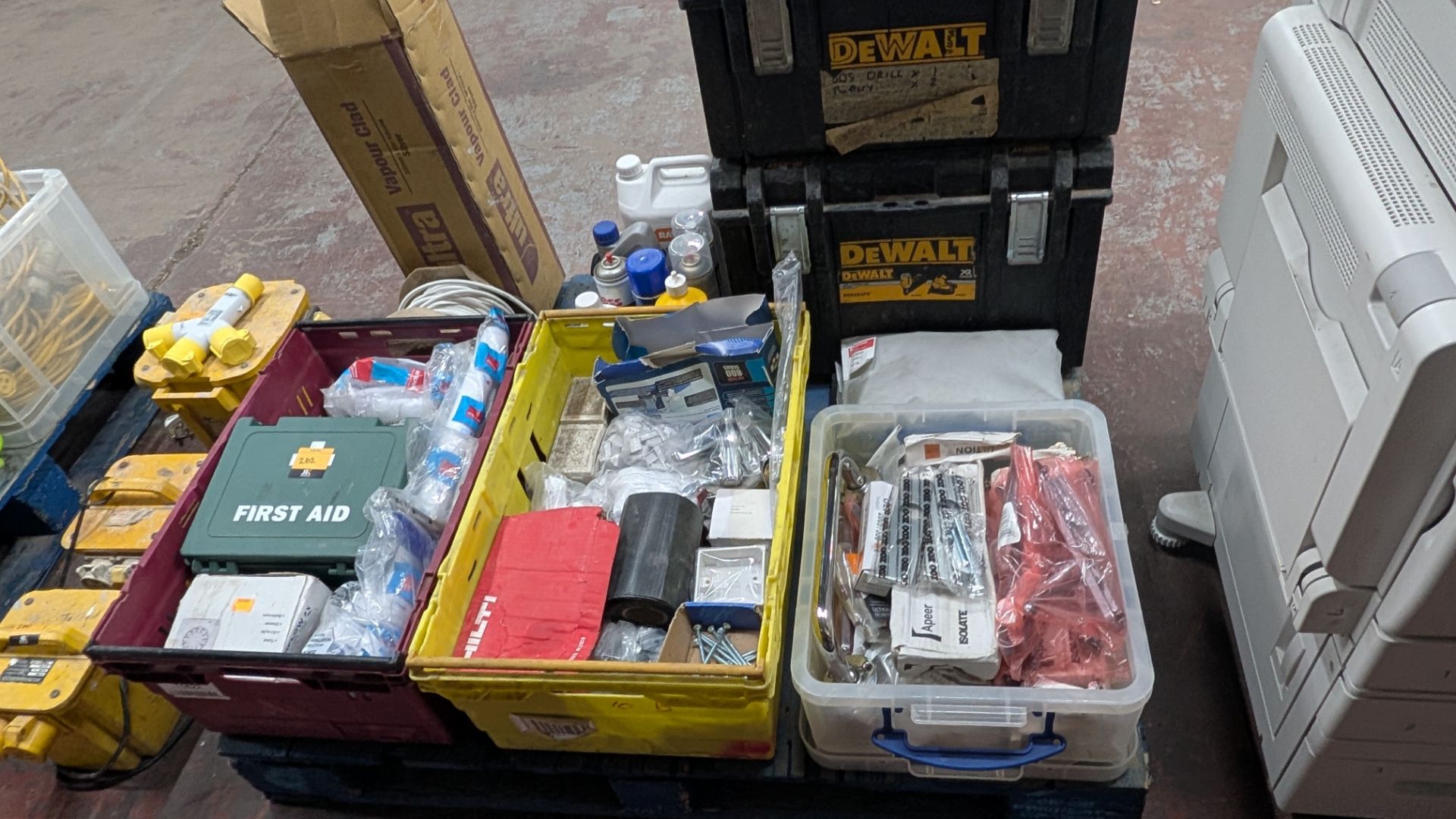 Contents of a Pallet of assorted items, including First Aid, Fixings, Spares, Cable, Toolboxes and m - Image 20 of 22