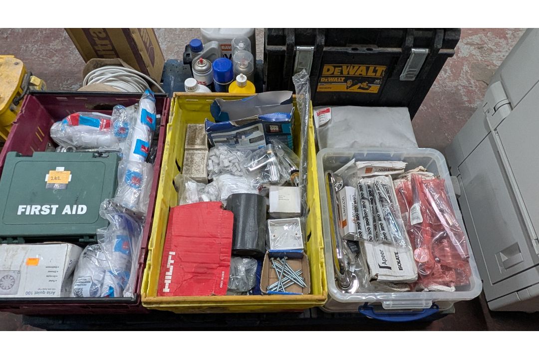 Contents of a Pallet of assorted items, including First Aid, Fixings, Spares, Cable, Toolboxes and m - Image 13 of 22